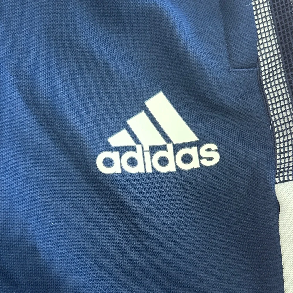 adidas boys athletic pants blue with white stripes size L